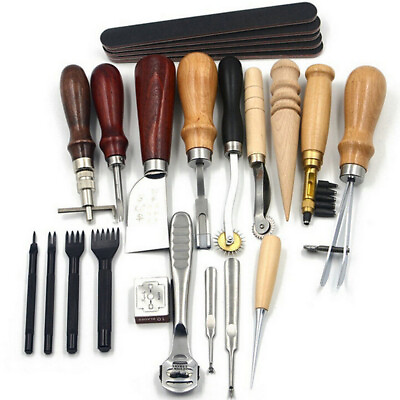 Vintage Leather Craft Tools Kit Stitching Sewing Beveler Punch Working Hand Tool