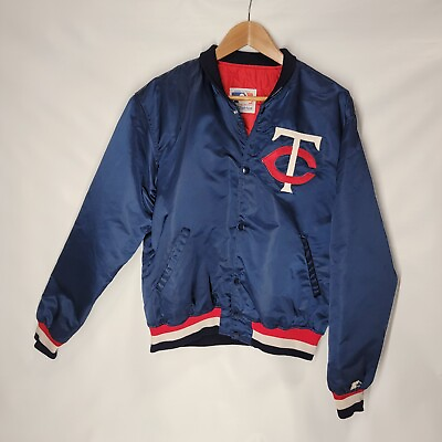 #ad Vintage Starter Jacket Minnesota Twins 80s Satin Bomber Size Large TC logo rare
