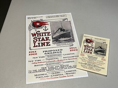 WSL Titanic Olympic 1911 1912 Sailing schedule and poster fine replica