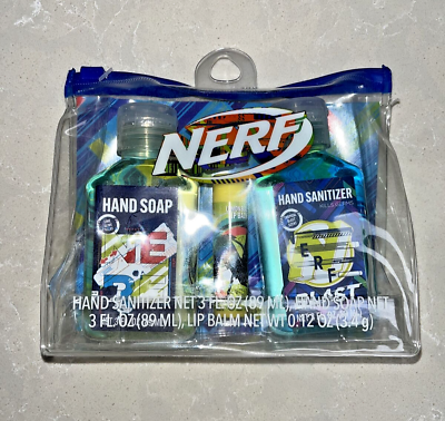 #ad Nerf Kids 3 pc Hygiene Travel Bag Hand Soap Lip Balm Lemon Lime