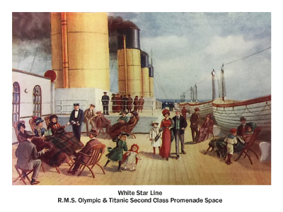 TITANIC ETC. 1015 R.M.S. Olympic amp; Titanic 2nd Class Prom. Postcard Print 9 x 12