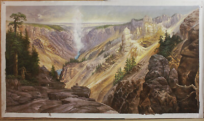 #ad Repro Thomas moran landscape oil Painting Grand Canyon of the Yellowstone 40x72quot;