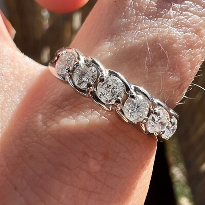 #ad Vintage solid platinum genuine sparkly Diamond ring high end
