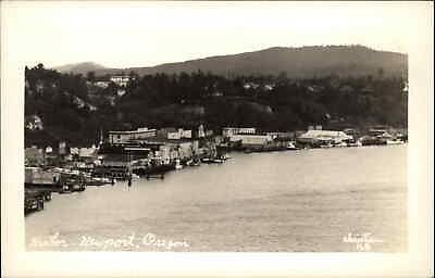 #ad Newport Oregon OR Birdseye View of Harbor Real Photo Postcard