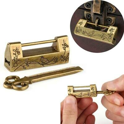 Chinese Antique Locks Lock Vintage Excellent Brass Carved Word Padlock Old Style