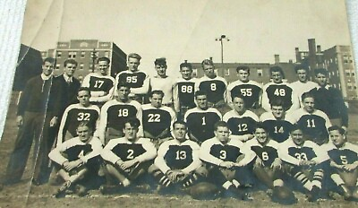 #ad c 1935 Vintage Original Group Photo Football Team Young Men School College ?