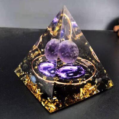 #ad 2.4quot; Rose Pyramid Reiki Energy Charged Crystal Quartz Healing Orgone Orgonite AA