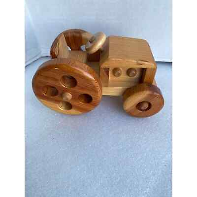 #ad #ad Childs Toy Handcrafted Wooden Vintage Tractor 7.5 inch