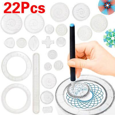 22Pcs Spirograph Ruler Drawing Art Toy Students Geometric Spiral Stationery Tool