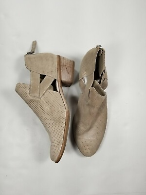 #ad Dolce Vita Ankle Booties Sz 7.5 Perforated Suede Cut Outs Side Boots Tan Womens