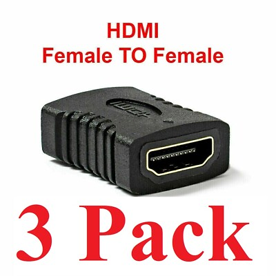 #ad 3X HDMI Female to Female Coupler Connector Extender Adapter Cable HDTV 1080P 4K