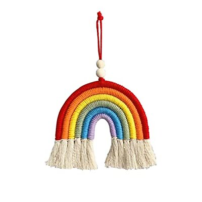 #ad XDHLDULYK Rainbow Ornaments Macrame Rainbow Handmade Knitted Ornament Macrame...