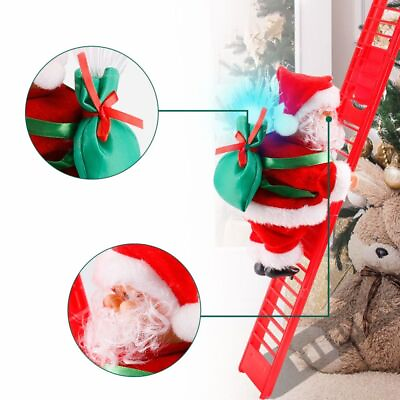 Electric Climbing Ladder Santa Claus Christmas Music Figurine Party Decor Gift