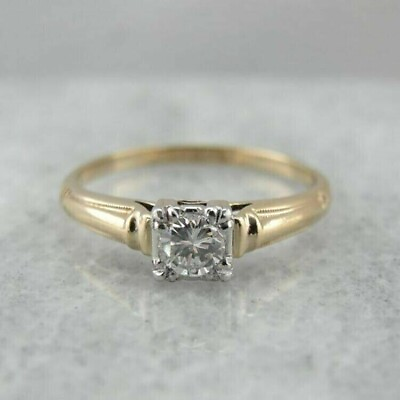 #ad 2Ct Round Simulated Diamond Solitaire Engagement Ring 14K Yellow Gold Plated