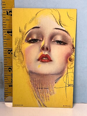 Vintage Rolf Armstrong Pinup Mutoscope Litho Exhibit Card quot;Kiss Me Againquot;