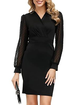 #ad GRACE KARIN Black Cocktail Sheer Dress for Women Formal Business Work Bodycon