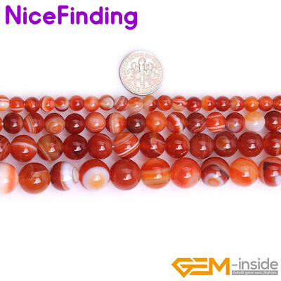 #ad Carnelian Color Agate Banded Natural Beads For Jewelry Making 15quot; 2mm Big Hole