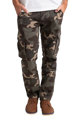 #ad Mens Army Cargo Combat Work Trouser Military Camo Casual Cotton Regular Fit Pant