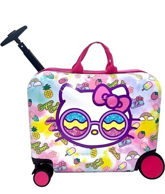 #ad NEW Hello Kitty Hard Shell Girls Ride on Carry On Rolling Luggage SUITCASE