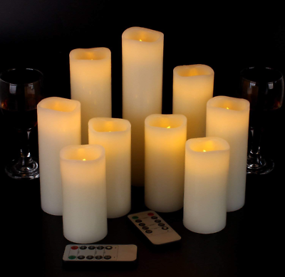 Luminara Flickering Moving Wick Flameless Pillar Candle Led Candles Remote 9 Set