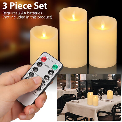 Luminara 3PCS Flickering Flameless Battery Operated LED Candle w Timer Remote
