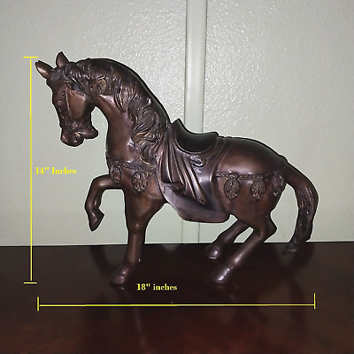 #ad Vintage Heavy Bronze Sculpture stuate of Horse Figure 14quot;H x 17Wquot; RARE
