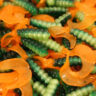 #ad 2quot; Firetiger Hot Grubs Twister Tails Crappie Walleye Bass Fishing Lures