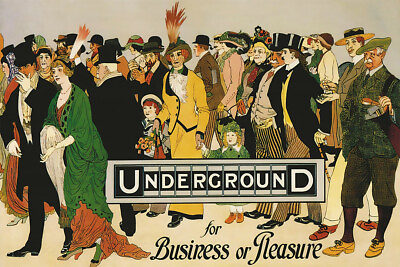 Underground For Business or Pleasure 1913 Vintage Art Wall Poster POSTER 20x30