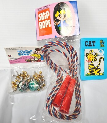 Vintage Toys Jump Rope Jacks Cat Slide Toy Made In Hong Kong