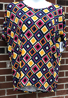 #ad LuLaRoe Multicolor Tunic Shirt Hi Low Irma Womans Blouse Plus Large NWT 820