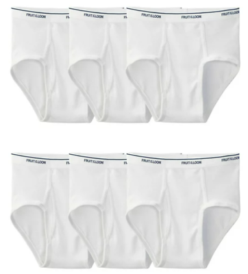 #ad Fruit of the Loom Men#x27;s White Briefs Underwear 6 Pack Sizes S 3XB NEW