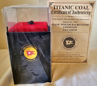 Large Size Authentic Titanic Coal in Display Case with COA