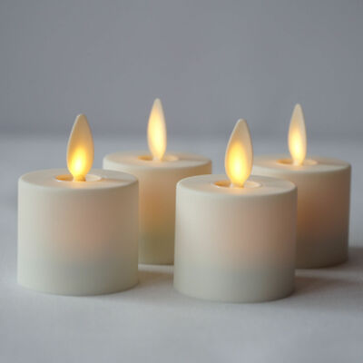 Luminara Flameless Flickering Flame Tealight Candles Ivory with Remote Timer 4pc
