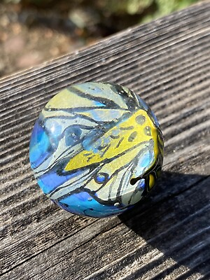 Handmade Glass Marble enamel painted summer Moth bug encased made by me