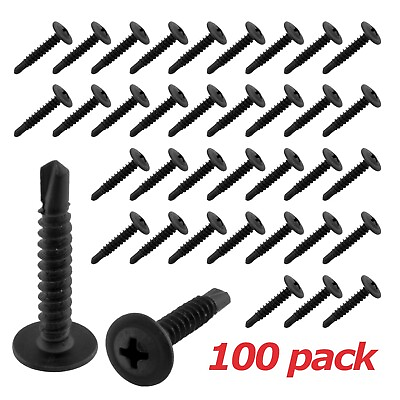 #ad Black Phosphate Phillips Wafer Head Self Tapping Drilling Screws 1quot; inch 100 pk