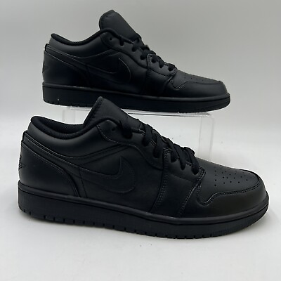 #ad Nike Men#x27;s Sz 10 Air Jordan 1 Low Triple Black Casual Sneakers 553558 093