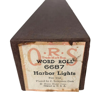#ad QRS Player Piano Word Roll #6687 HARBOR LIGHTS Fox Trot Antique Roll In Box