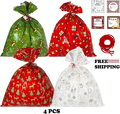 Christmas Gift Bags LargeDurable Christmas Bags amp;Jumbo Christmas Gift Bags 4PCS