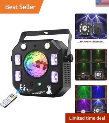 #ad 4 in 1 LED Disco Light with Magic Kaleidoscope Ball Strobe amp; UV Purple Light