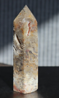 #ad CRAZY LACE AGATE POINT 3.18 INCHES TALL 78.4 GRAMS