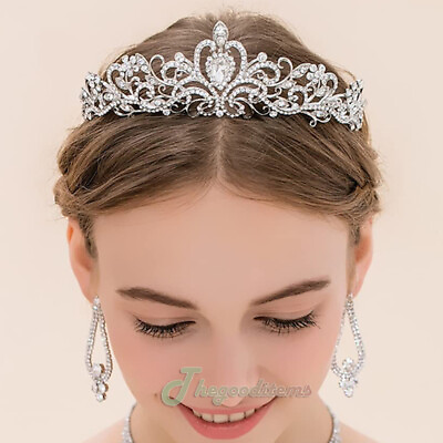 #ad Rhinestone Crystal Crown Tiara Wedding Headdress Party Crown Bridal Hair Jewelry