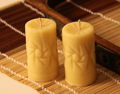 2 Handmade 100% Pure Beeswax Candle Crystal Shape 100% Cotton Wick