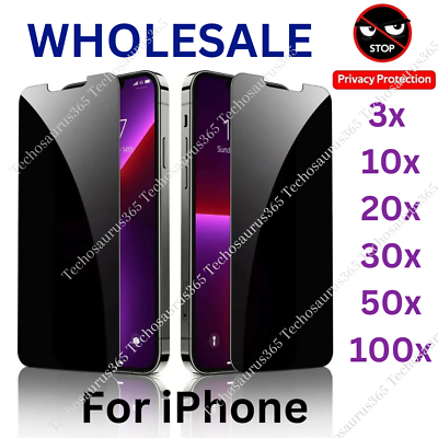 Privacy Screen Protector Tempered Glass Lot For iPhone 14 13 12 11 Pro Max XR 8