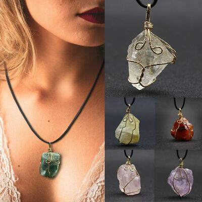 #ad Natural Amethyst Pendant Crystal Stone Chakra Healing Gemstone Quartz Necklace