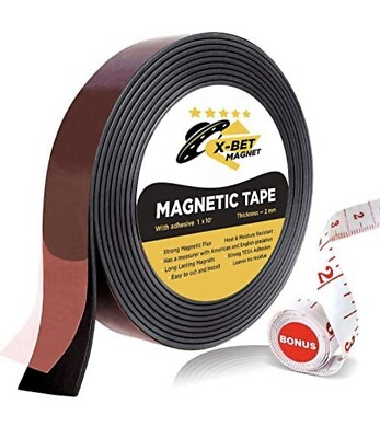 #ad X Bet Magnet Flexible Strong Self Adhesive Magnetic Strip Tape 1quot; x 10#x27;