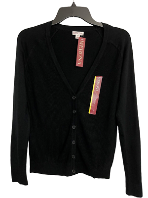 #ad Merona Women#x27;s Cardigan Favorite Knit Textured Black Sweater Size S