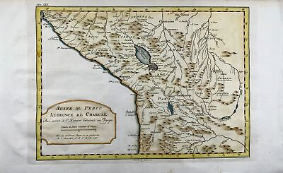 #ad 1771 Bellin Krevel map Peru amp; Chile hand coloured map