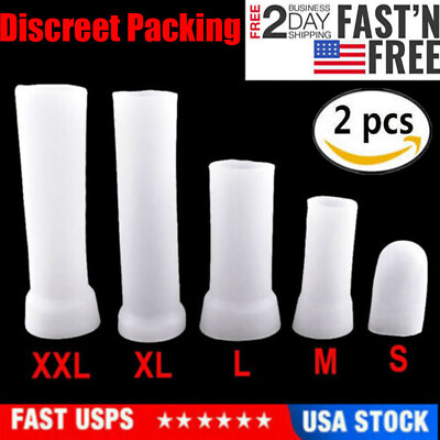 #ad 2PCS Male Penis Extender Stretcher Max Vacuum Enhancer Enlarger Silicone Sleeve