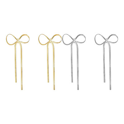 #ad Gold Bow Earrings Long Tassels Bow Knot Bow Drop Earrings Elegant Gold Drop