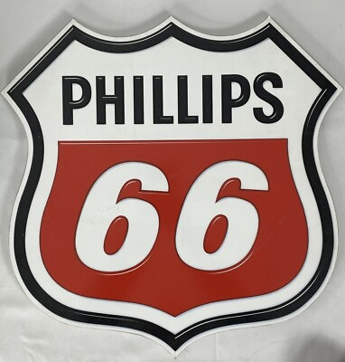 #ad Phillips 66 Sign 18” Gasoline Gas Station Road Highway Mancave Garage Bar Vtg
